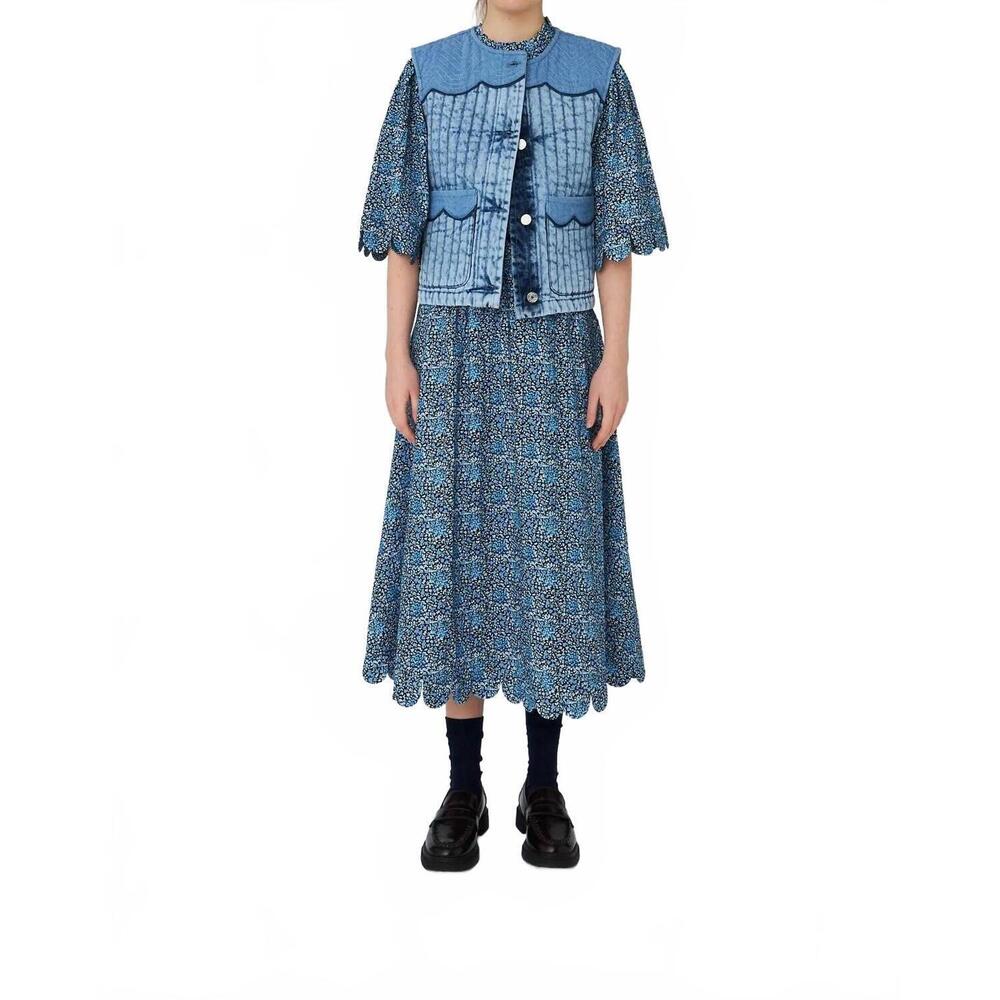NEW STELLA NOVA denim quilted vest in blue